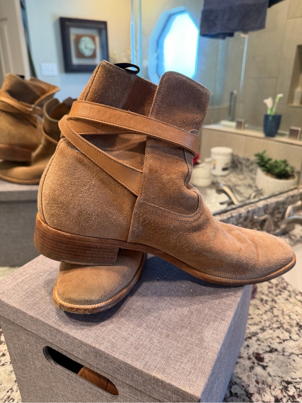 Christian Louboutin Tan Suede Ankle Boots